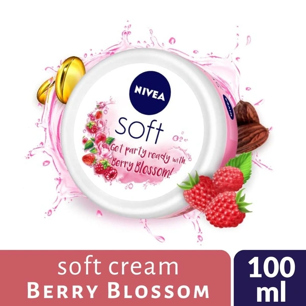 Nivea Soft Berry Blossom Light Moisture Creme (All Season)  100ml pot