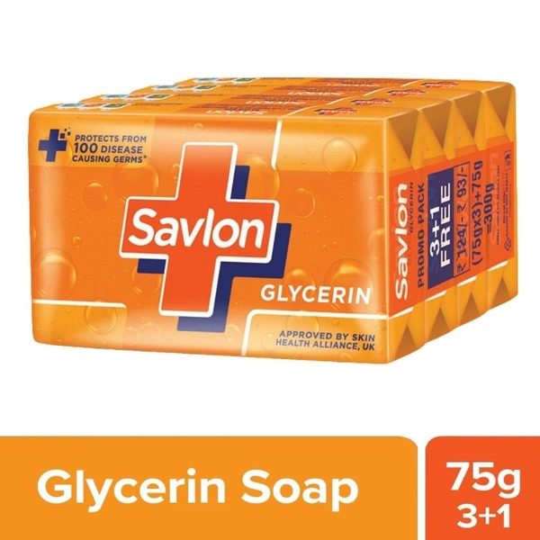 Savlon Glycerin Bathing Soap  75g (Pack of 4)