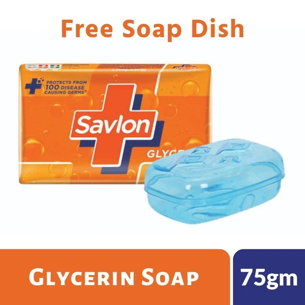 Savlon Glycerin Bathing Soap (Free Soap Dish)  75gm