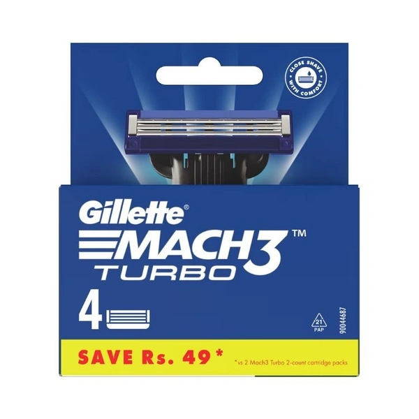 Gillette Mach3 Turbo Shaving Razor Blade / Cartridge  4 Pcs Cartridge