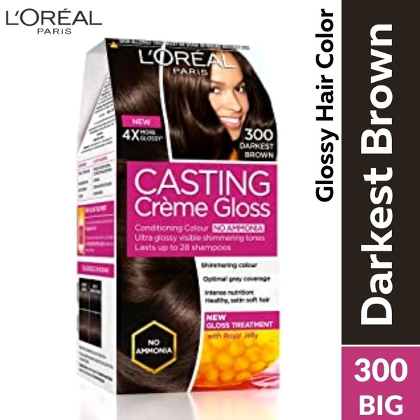 Loreal Casting Darkest Brown (300) Cream Hair Color (Big)  (87.5gm+72ml) 