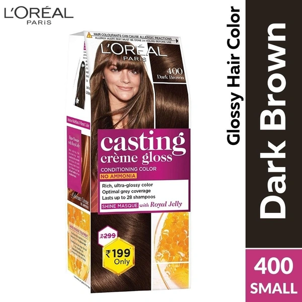 Loreal Casting Dark Brown (400) Cream Hair Colour (Small)  (21gm+24ml)