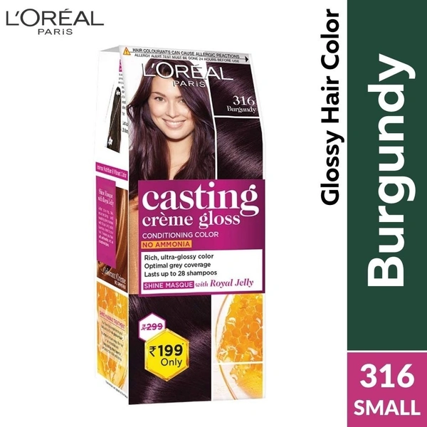 Loreal Casting Burgundy (3.16) Cream Hair Colour (Small)  (21gm+24ml)