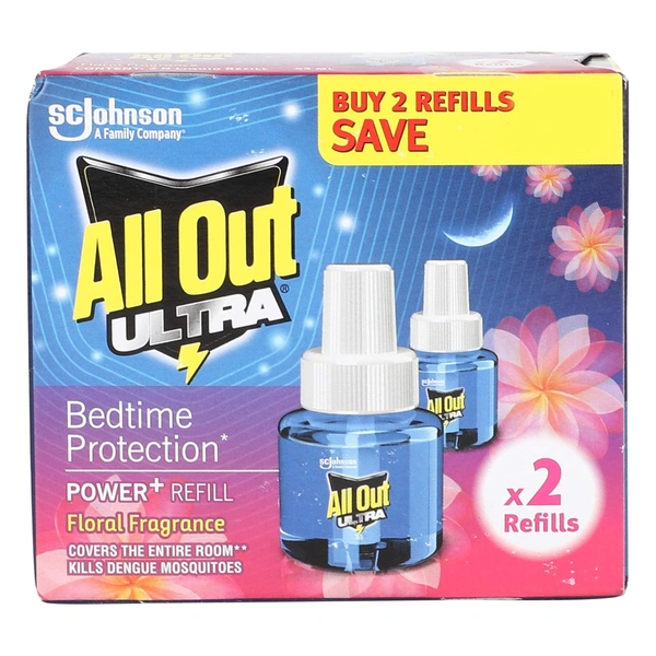 Allout Ultra Power+ Mosquito Repellent Floral Liquid Refill Twin Pack  45ml x 2pcs