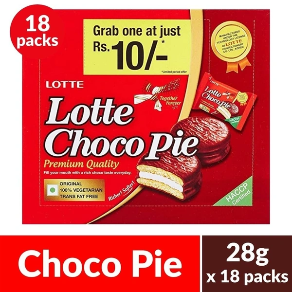 Lotte Choco Pie  (18 Pc Pack) of 21g each