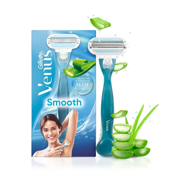 Gillette Venus Smooth Hair Removal Razor for Women  1Handle + 1 Cartridge
