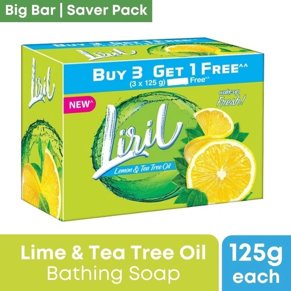 Liril Lime & Tea Tree Bathing Soap  125gm each (Buy 3 Get 1 Free)