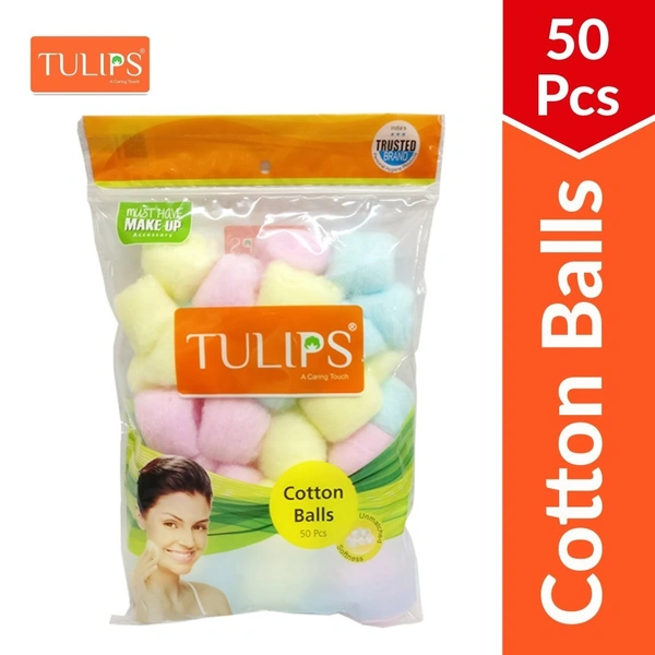 Tulips Colour Cotton Balls  50pcs pkt