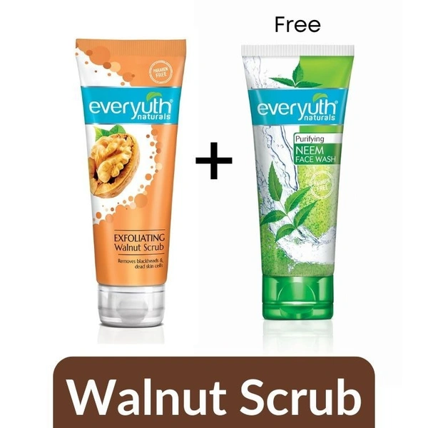 Everyuth Naturals Walnut Face Scrub Free Neem Face Wash  50Gm tube