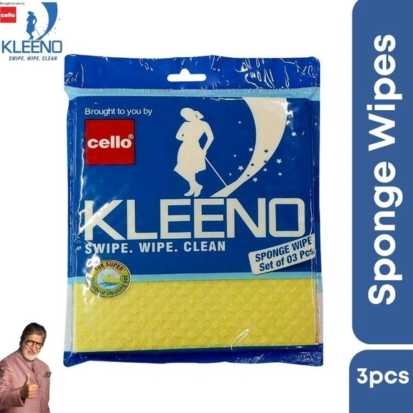 Cello Kleeno Cleaning Sponge Wipes  Pack of 3 Wipes