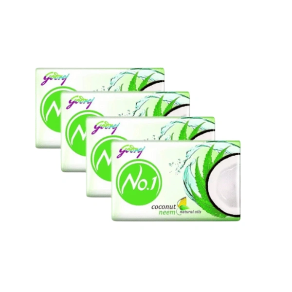 Godrej No.1 Bathing Soap Coconut and Neem 3U + 1U X 150g
