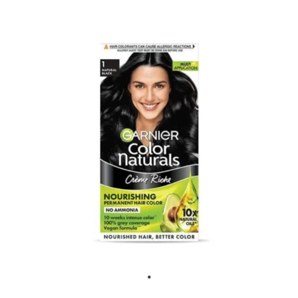 Garnier Color Naturals Creme Hair Color Natural Black Shade 1, Mini 35ml+30g