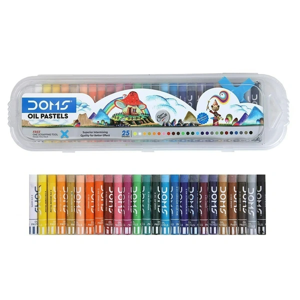 Doms Oil Pastel 25 Shade Plastic Pack - 10 Pieces