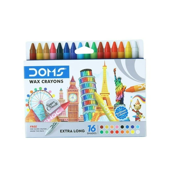 Doms Long Wax Crayons 16 Shade - 1 Piece