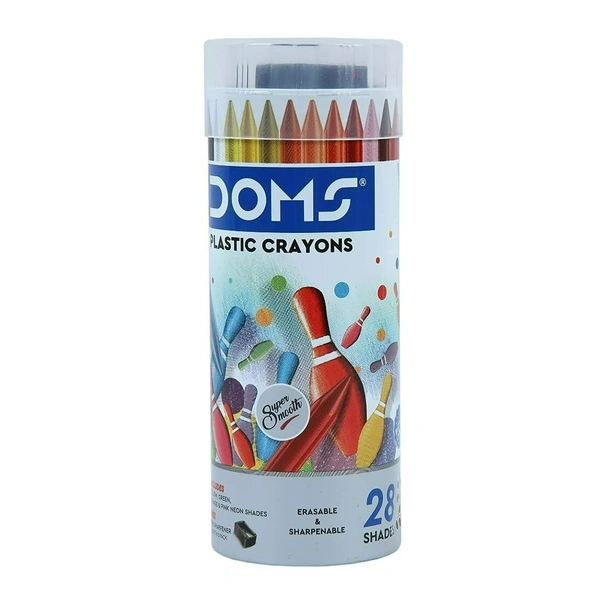 Doms Plastic Crayons 28 Shade Tin  - 1 Piece