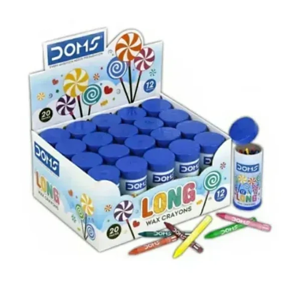Doms Long Wax Crayons 12 Paper Tube - 20 Pieces