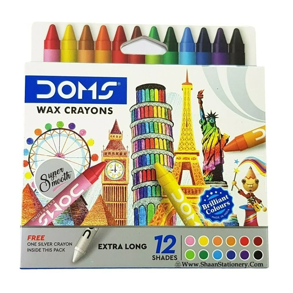 Doms Long Wax Crayons 12 Shade - 1 Piece