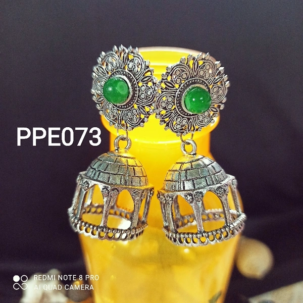 RdE Jewellery Hub PPE073 SILVER OXIDISED JHUMKA - SILVER