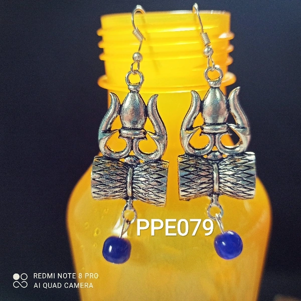 RdE Jewellery Hub PPE079 FANCY SILVER OXIDISED EARRING - SILVER