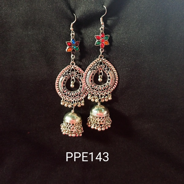 RdE Jewellery Hub PPE143 SILVER LONG EARRING - MULTICOLORED