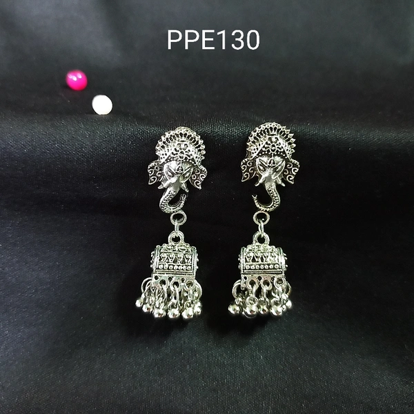 RdE Jewellery Hub PPE130 SILVER OXIDISED JHUMKA - SILVER