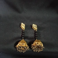 RdE Jewellery Hub PPE136 TRENDY LONG EARRING - GOLDEN WITH BLACK