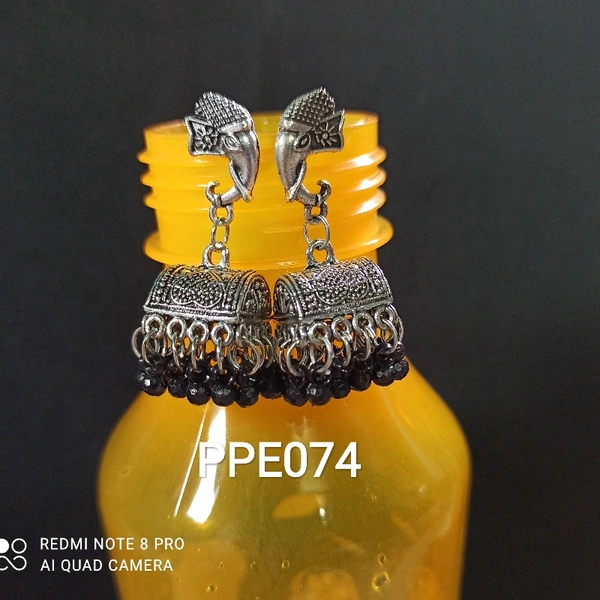 RdE Jewellery Hub PPE074 SILVER OXIDISED JHUMKA - SILVER