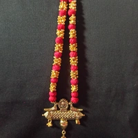 RdE Jewellery Hub PPN082 DESIGNER RED AND GOLDEN COMBINATION LONG NECKLACE - GOLDEN AND RATE