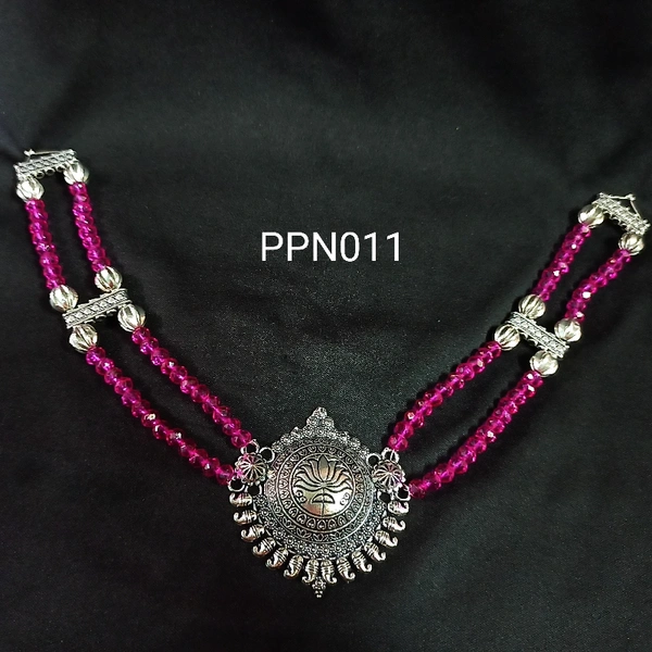 RdE Jewellery Hub PPN011 FANCY SILVER AND PINK COMBINATION NECKLACE - SILVER AND PINK