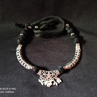 RdE Jewellery Hub PPN097 SILVER WITH BLACK COMBINATION DESIGNER PATI NECKLACE - SILVER AND BLACK