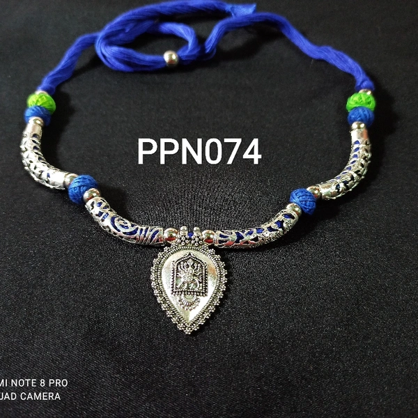 RdE Jewellery Hub PPN074 DEEP BLUE WITH SILVER COMBINATION DESIGNER NECKLACE - BLUE WITH SILVER