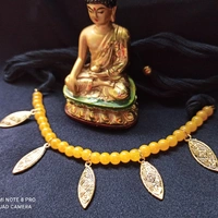 RdE Jewellery Hub PPN062 YELLOW GLASS BEADS SETTING FANCY NECKLACE - YELLOW