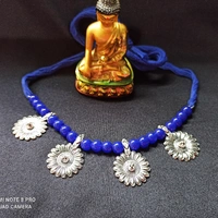 RdE Jewellery Hub PPN060 DEEP BLUE GLASS BEADS SETTING FANCY NECKLACE - DEEP BLUE