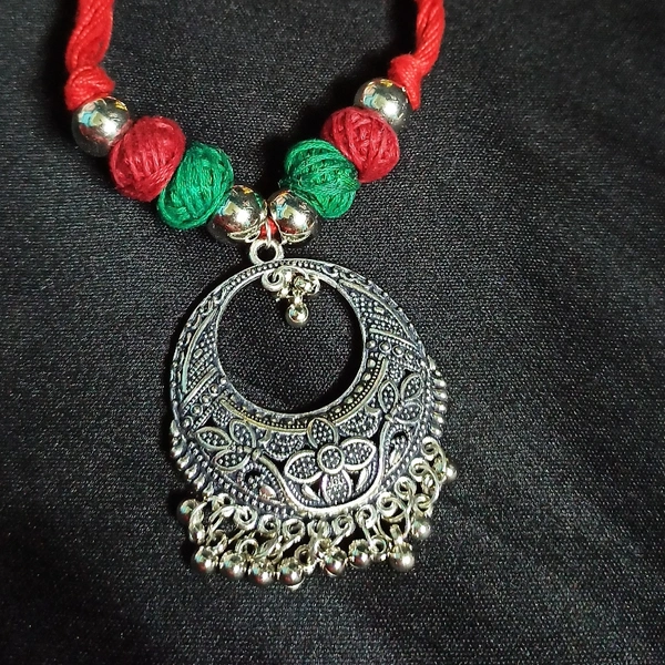 RdE Jewellery Hub PPN030 RED AND GREEN COMBINATION FANCY NECKLACE - RED 