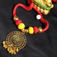 RdE Jewellery Hub PPN035 RED COMBINATION FANCY NECKLACE WITH GOLDEN WORK - RED