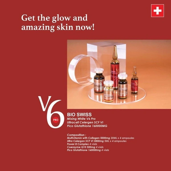 Bio Swiss Mixing White V6 Pro Glutathione Injection – Advanced Skin Whitening & Rejuvenation - V6