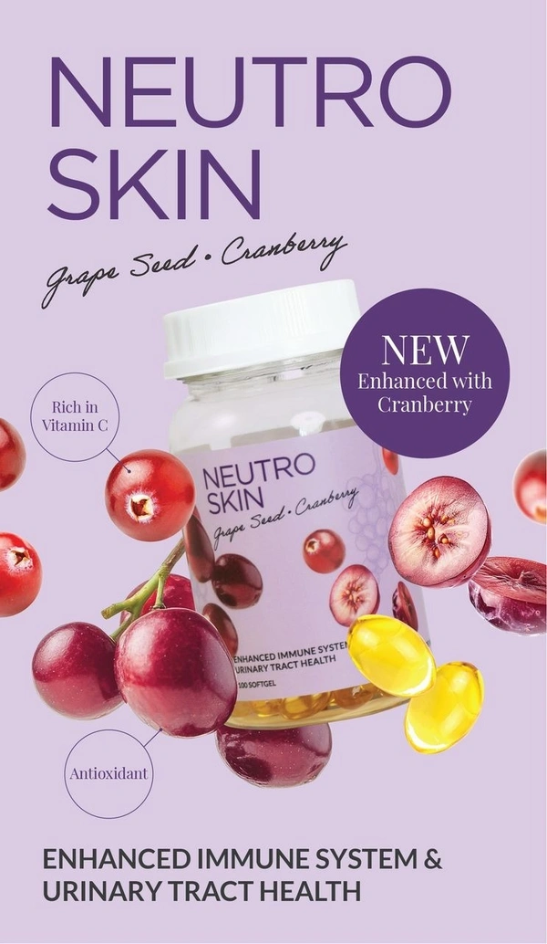 Neutro Skin Dualna Skin Whitening Softgels – Grape Seed, Berries, Cranberry & Stem Cell Extracts – Brightening Antioxidant Support for Radiant Skin – 100 Softgels