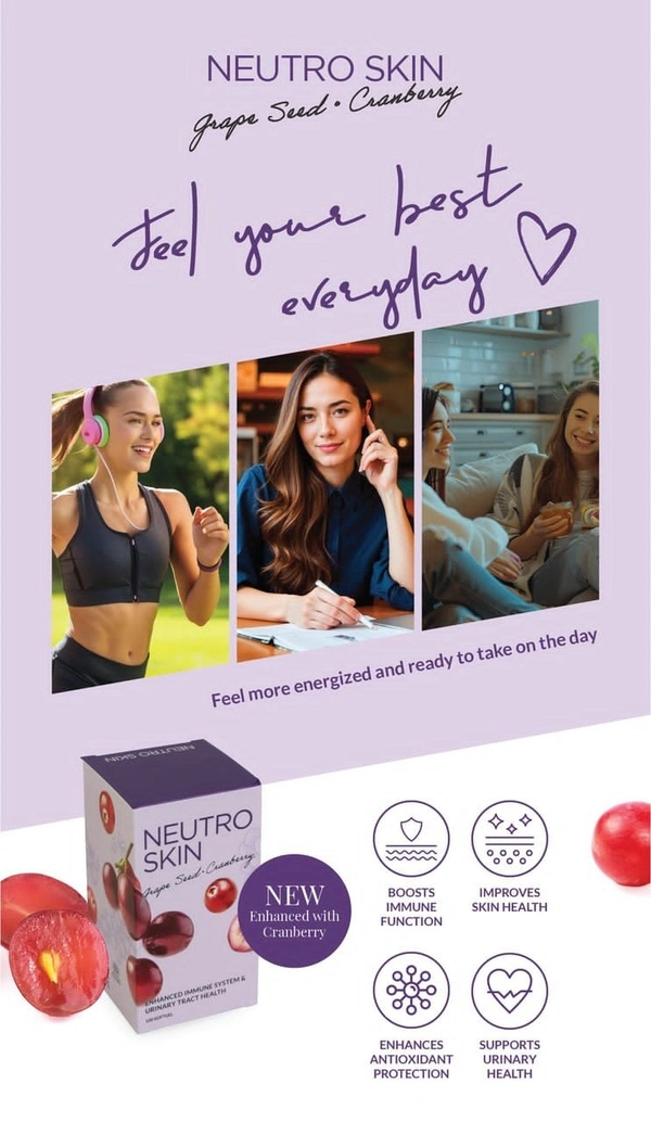 Neutro Skin Dualna Skin Whitening Softgels – Grape Seed, Berries, Cranberry & Stem Cell Extracts – Brightening Antioxidant Support for Radiant Skin – 100 Softgels