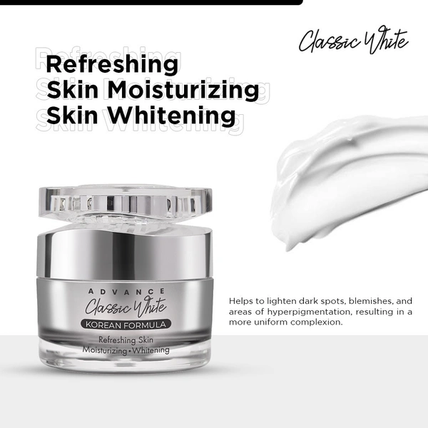 classic white Classic White Korean Whitening Face Cream – Brightening & Moisturizing Skincare with Niacinamide & Herbal Extracts – Dark Spot Remover & Anti-Aging Day/Night Cream – 10ml - 