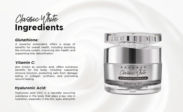 classic white Classic White Korean Whitening Face Cream – Brightening & Moisturizing Skincare with Niacinamide & Herbal Extracts – Dark Spot Remover & Anti-Aging Day/Night Cream – 10ml - 