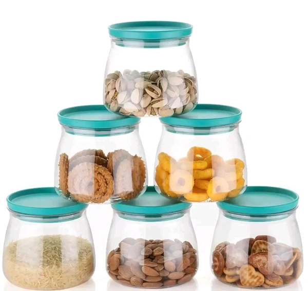 Plastic Airtight Container Jar Set For Kitchen - 900  ml Set Of 6 Made In India - Blue, 6pc
