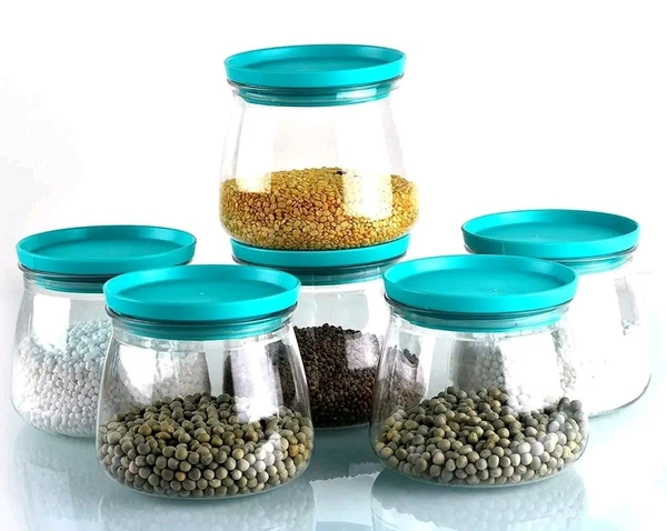 Plastic Airtight Container Jar Set For Kitchen - 900  ml Set Of 6 Made In India - Blue, 6pc