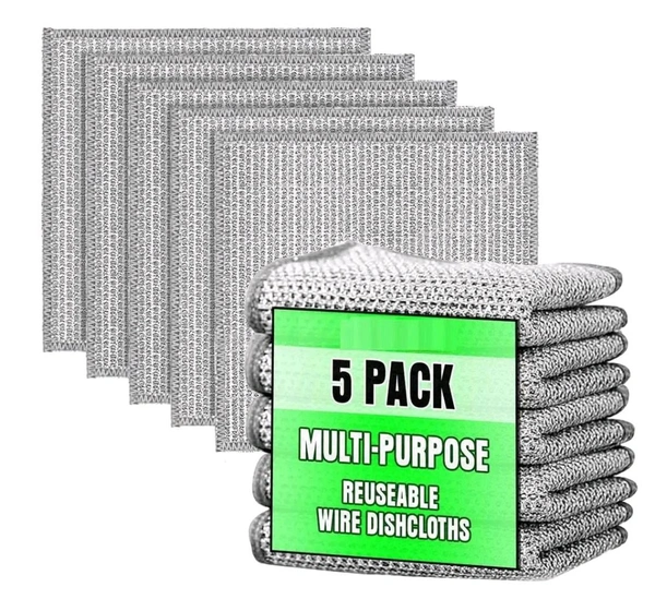 Dishwashing Rags Stainless Steel Scrubber Pack Of 5