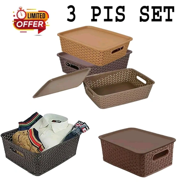 Plastic 3 Pcs Storage Basket & Samosa, Laddu, Ghughara,Kachori Mold For Kitchen(4 Pcs)
