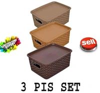 Plastic 3 Pcs Storage Basket & Samosa, Laddu, Ghughara,Kachori Mold For Kitchen(4 Pcs)