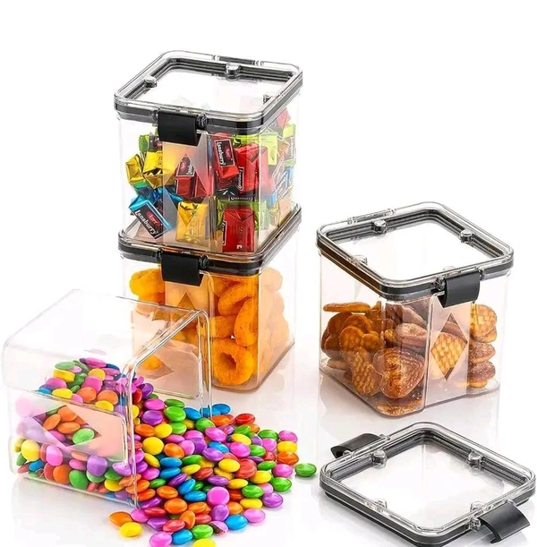 700ml 4pc Transparent Plastic Storage Jar 