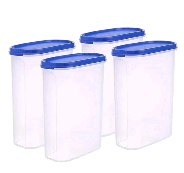 Plastic Oval Modular Container Storage Jar 2500ml , Pack Of 4 - 4pc