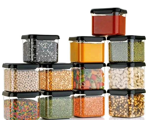 500ml BPA Free Airtight Kitchen Storage Containers - 6pc - Black, 12pc