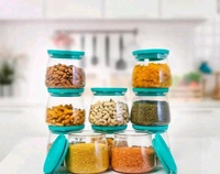 Plastic Airtight Container Jar Set For Kitchen - 900  ml Set Of 6 Made In India - Blue, 12pc