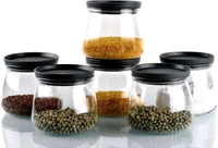 Plastic Airtight Container Jar Set For Kitchen - 900  ml Set Of 6 Made In India - Black, 6pc